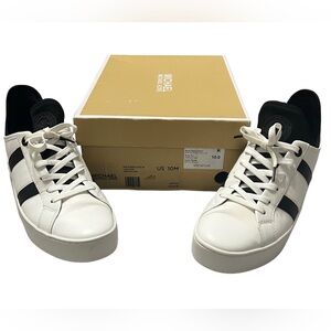 Michael Kors Women's Ace Lace Up Sneakers in White with Black Stripes